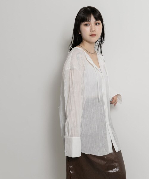 THE GOODLAND MARKET（ザグッドランドマーケット）の「&her　Washer Multi Shirts（シャツ/ブラウス・レディース・PINK/WHITE/NAVY・one）」の11枚目の写真