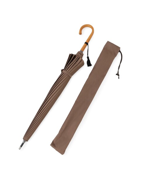 ADAM ET ROPE'(アダムエロペ)の「【30th】別注 裏縞長傘16本骨 / 雨晴兼用55cm(長傘・レディース・ブラック/キャメル系・F)」の11枚目の写真