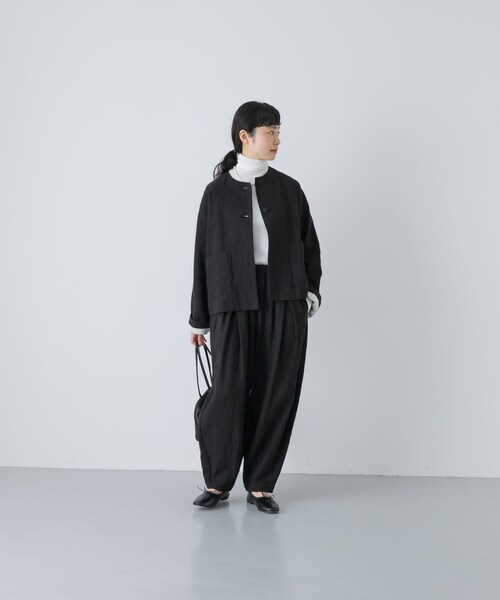 かぐれ（カグレ）の「リネンラミーノーカラージャケット（ノーカラージャケット・レディース・BLACK・Free）」の8枚目の写真