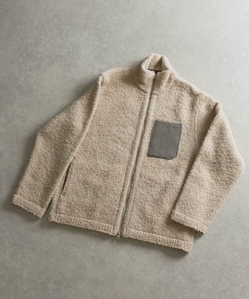 THE GOODLAND MARKET（ザグッドランドマーケット）の「米富繊維　KNIT FLEECE BLOUSON（ブルゾン・メンズ・24ORANGE/12GRAY/41BEIGE/62BLUE・3）」の2枚目の写真