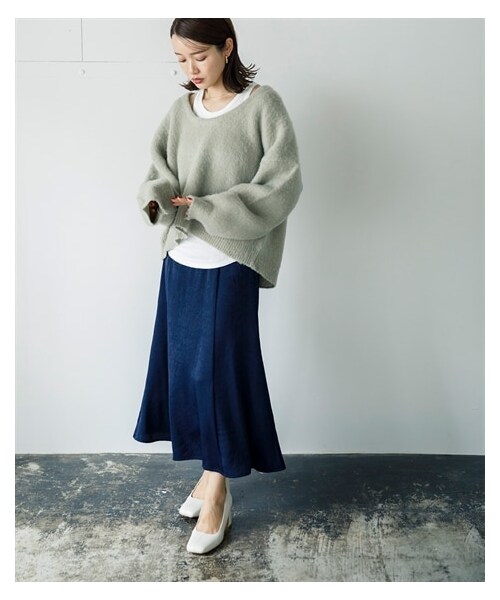 nissen（ニッセン）の「【sail】サテンマーメイドスカート　小さいサイズ（スカート・レディース・ベージュ/ネイビー・P58/P61）」の3枚目の写真