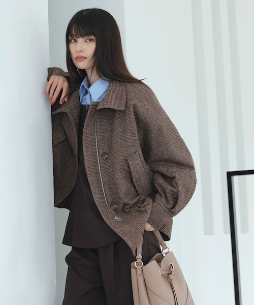 VIS（ビス）の「ドロストペプラムブルゾン（ブルゾン・レディース・グレー/ブラウン系・F）」の3枚目の写真
