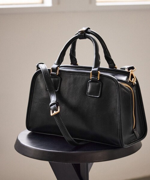 ROPE' PICNIC（ロペピクニック）の「ワイドスクエアボストンバッグ/2WAY（ボストンバッグ・レディース・ブラック/キナリ/ブラウン/ベージュ系・F）」の5枚目の写真