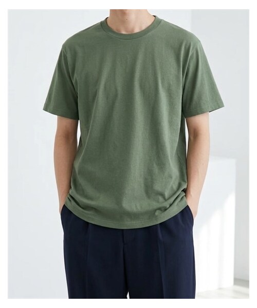 nissen（ニッセン）の「綿１００％無地クルーネック半袖Ｔシャツ（Tシャツ/カットソー・メンズ・ホワイト/デニム/チャコール/オートミール/ネイビー/ライトピンク/ライトパープル/シーブルー/ロイヤルブルー/フォレスト/アクア/ライトイエロー/オレンジ/レッド/バーガンディ/ブラック/ライトベージュ/サンドカーキ/キャメル/ダークブラウン/ダスティピンク/ダスティブルー/アーミーグリーン/セメント/サファリ/モスグレー/アシッドブルー・S/M/L/XL/XXL/XXXL/4XL/XXXXL/5XL）」の14枚目の写真