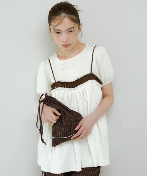 KBF（ケイビーエフ）の「バイカラークリンクルビスチェ（その他トップス・レディース・KHAKI×IVO/CCL×BLUE/IVORY×BRN・One）」の10枚目の写真