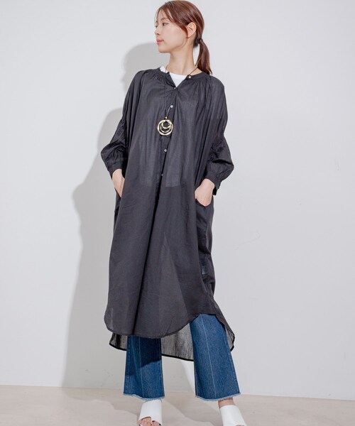 Jayro（ジャイロ）の「インド綿ボイルエリシャーリングワンピース（ワンピース・レディース・ブラック/ブルー/ピンク・M）」の8枚目の写真