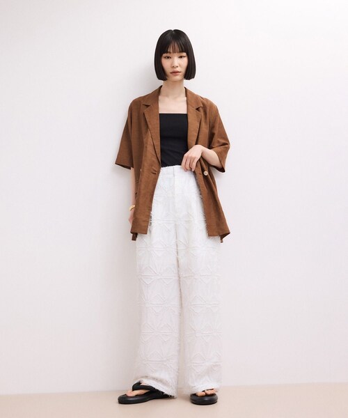 ADAM ET ROPE'(アダムエロペ)の「【WEB限定】フリンジジャガードパンツ(その他パンツ・レディース・ブラック/ホワイト/ダークブラウン系・36/38)」の15枚目の写真