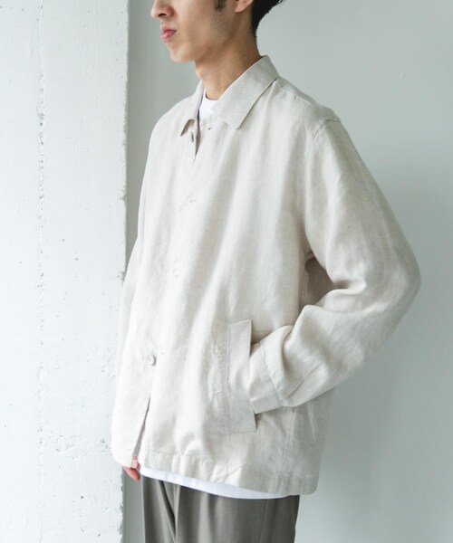 URBAN RESEARCH DOORS(アーバンリサーチドアーズ)の「シルケットリネン シャツジャケット(テーラードジャケット・メンズ・ECRU/BROWN/INK BLACK・M/L)」の7枚目の写真