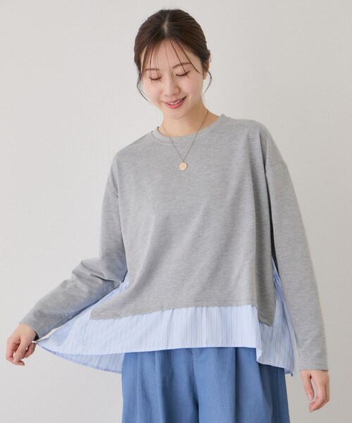 Jayro(ジャイロ)の「ストライプ切替プルオーバー(Tシャツ/カットソー・レディース・ブラック系/グレー/ホワイト系/ネイビー・M)」の3枚目の写真