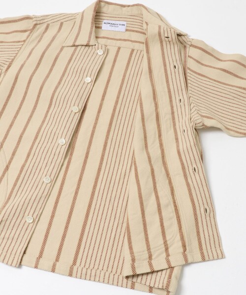 URBAN RESEARCH（アーバンリサーチ）の「NOMARHYTHM TEXTILE　Stripe Shirt Jacket（テーラードジャケット・レディース・BLACK/Crean・1）」の5枚目の写真