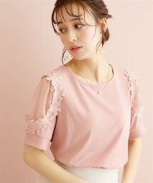 marun | 大きいサイズフラワーレースモチーフ付きカットソーmarun(Tシャツ/カットソー)