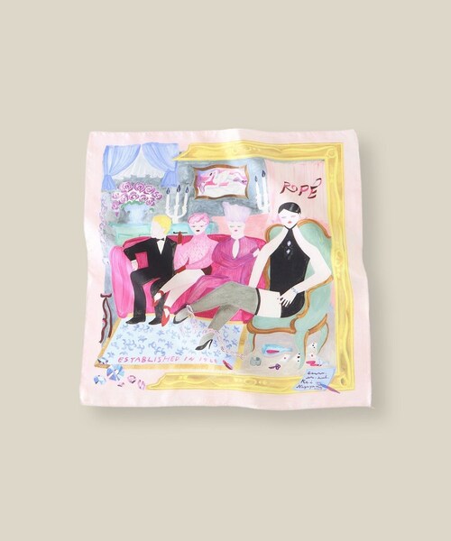 ROPE'（ロペ）の「【4 ARTIST for ROPE'】コラボ シルクスカーフ/Sサイズ（バンダナ/スカーフ・レディース・ダークグリーン/サックス/レッド/ピンク・F）」の3枚目の写真