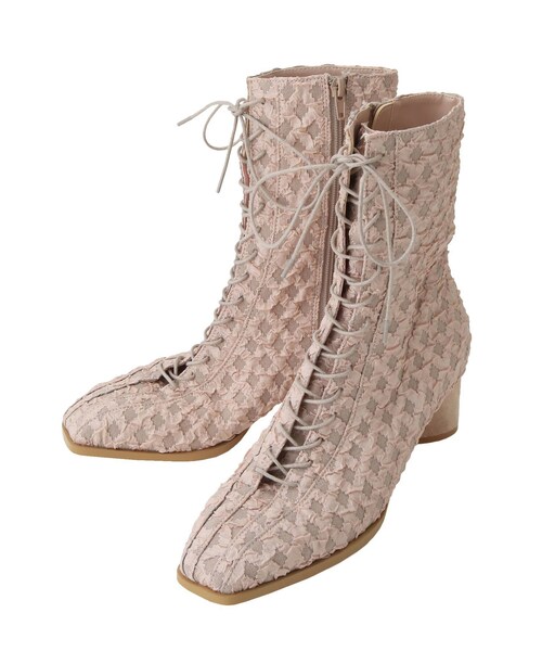 merry jenny（メリージェニー）の「レースアップスクエアショートブーツ（その他シューズ・レディース・ブラック/ピンク/グリーン・M/L）」の5枚目の写真