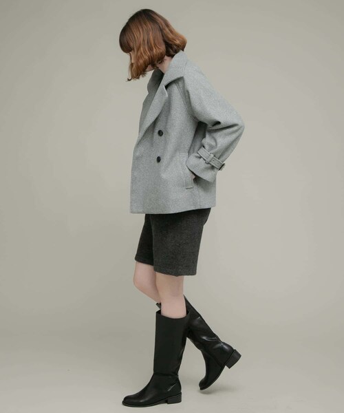 URBAN RESEARCH Sonny Label（アーバンリサーチサニーレーベル）の「メルトンジャージースタンドカラーコート（テーラードジャケット・レディース・チャコール/グレー/ベージュ・FREE）」の19枚目の写真