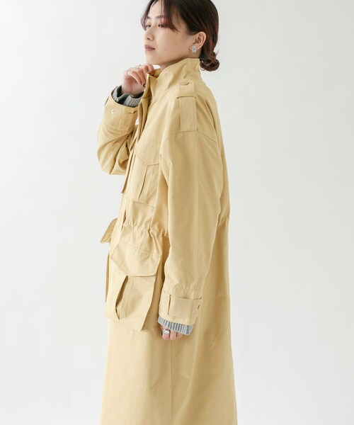 KBF（ケイビーエフ）の「ドロストミリタリーコート（ミリタリージャケット・レディース・BEIGE/KHAKI/ORANGE・one）」の4枚目の写真