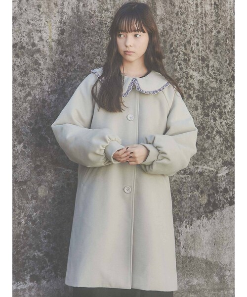 merry jenny（メリージェニー）の「ベロアフリルカラーコート（その他アウター・レディース・ブラック/グリーン/ベージュ・F）」の6枚目の写真
