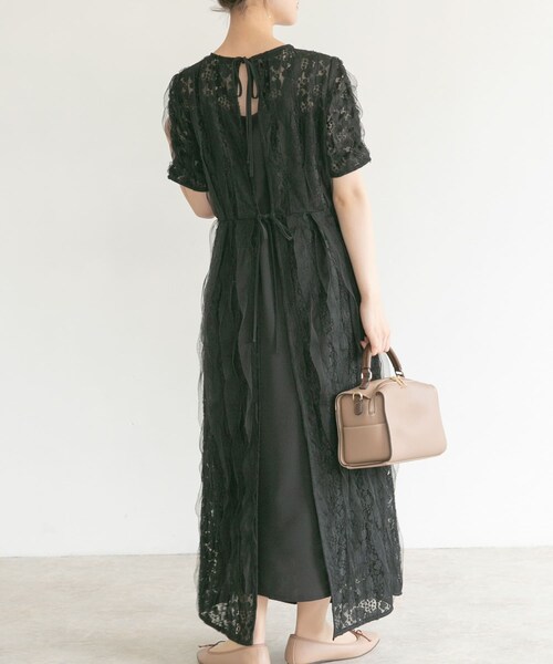 URBAN RESEARCH ROSSO（アーバンリサーチロッソ）の「kaene　リボンチュールエプロンドレス（ワンピース・レディース・mint/black・38）」の10枚目の写真