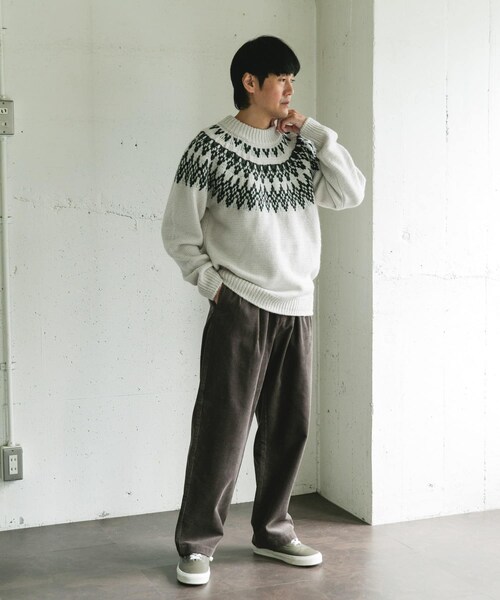 URBAN RESEARCH DOORS（アーバンリサーチドアーズ）の「求心柄モックネックニット（ニット/セーター・メンズ・OFF/BROWN/CHARCOAL・M/L）」の15枚目の写真