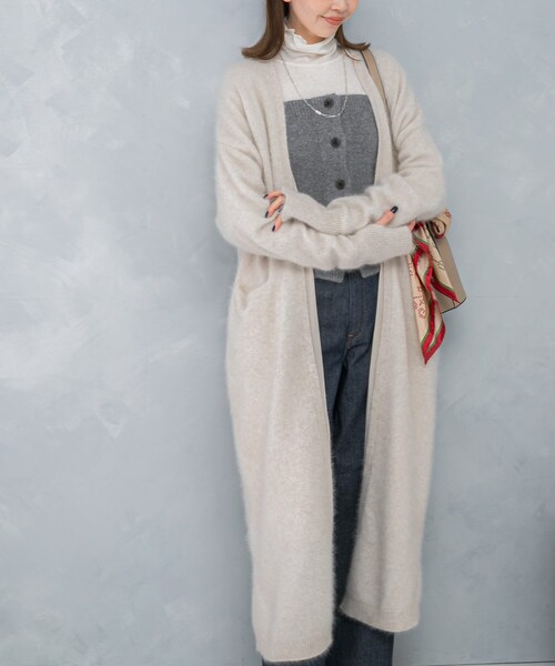 URBAN RESEARCH ROSSO（アーバンリサーチロッソ）の「ファーニットロングガウン（カーディガン/ボレロ・レディース・IVORY/BEIGE/BLACK・Free）」の6枚目の写真