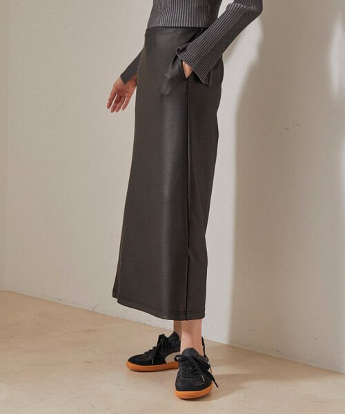 NERGY（ナージー）の「【イージーケア】Synthetic Leather イージーラップスカート（スカート・レディース・ブラック・F）」の8枚目の写真