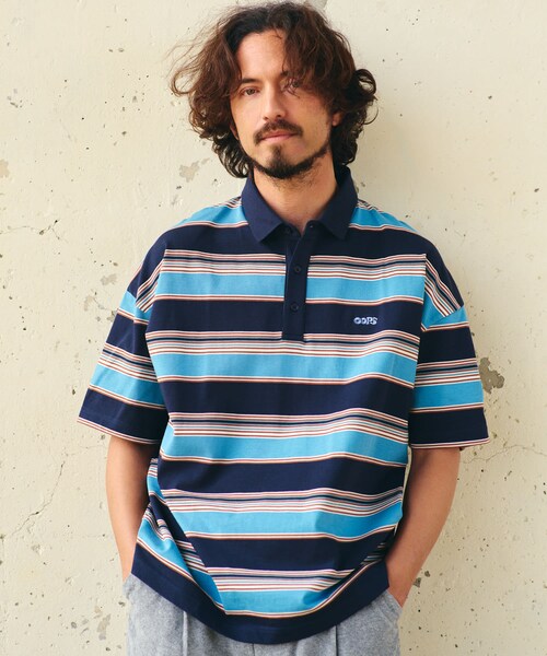 URBAN RESEARCH Sonny Label（アーバンリサーチサニーレーベル）の「OOPS　接触冷感ボーダーポロシャツ（ポロシャツ・メンズ・IVORY/NAVY・M/L/XL）」の3枚目の写真