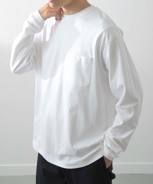 ITEMS URBANRESEARCH（アイテムズ アーバンリサーチ）の「Fine Cotton クルーネック カットソー（Tシャツ/カットソー・メンズ・WHT/BLK・M/L）」の20枚目の写真