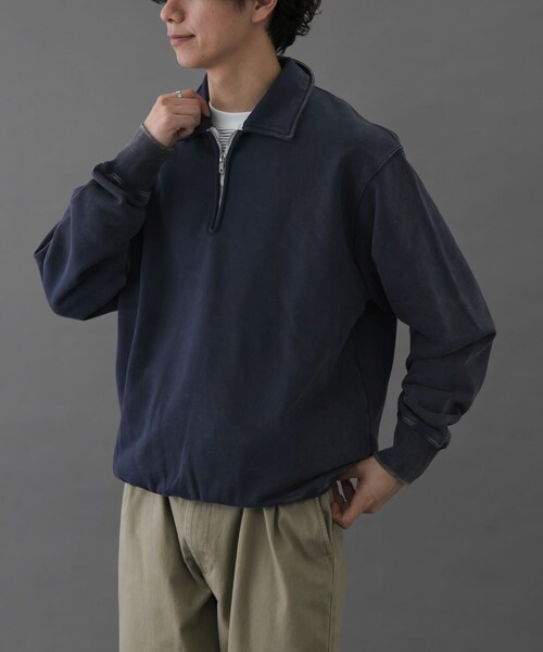 URBAN RESEARCH DOORS（アーバンリサーチドアーズ）の「FORK&SPOON　サンブリーチハーフジップスウェット（スウェット・メンズ・RED/NAVY・4/5）」の6枚目の写真