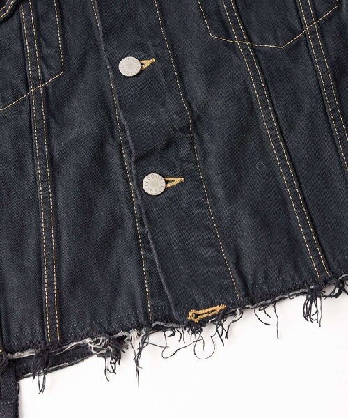 ADAM ET ROPE'(アダムエロペ)の「【QUIITO】REMAKE DENIM JACKET BLACK(デニムジャケット・レディース・ブラック・F)」の5枚目の写真