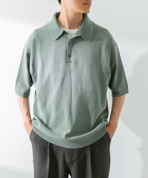 URBAN RESEARCH Sonny Label（アーバンリサーチサニーレーベル）の「ピグメントニットポロシャツ（ニット/セーター・メンズ・グリーン/スミクロ・M/L）」の10枚目の写真