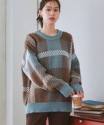 nissen | 配色ジャガードオーバーサイズニット＜大きいサイズ有＞(ニット/セーター)