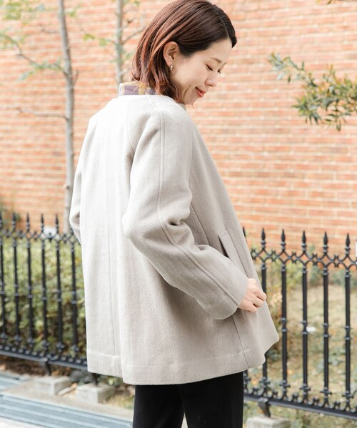 URBAN RESEARCH Sonny Label（アーバンリサーチサニーレーベル）の「ノーカラーショートコート（ノーカラージャケット・レディース・ミント/ブラック/ベージュ・FREE）」の15枚目の写真