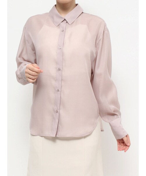 MERCURYDUO（マーキュリーデュオ）の「バックスリットシアーシャツ（シャツ/ブラウス・レディース・オフホワイト/チャコールグレー/ピンク/オレンジ/ライム/ブルー/ネイビー/ラベンダー/ベージュ・F）」の5枚目の写真