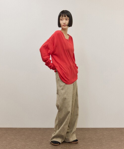 ADAM ET ROPE'（アダムエロペ）の「【Miller for ADAM ET ROPE'】別注 L/S SHEER TEE（2PACK）（Tシャツ/カットソー・レディース・ホワイト/レッド・F）」の11枚目の写真