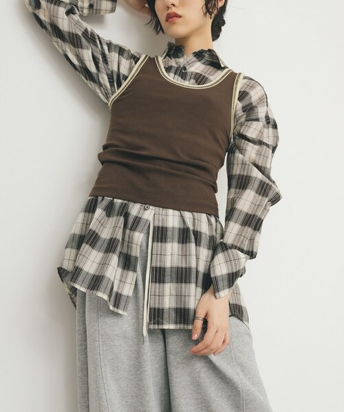 KBF（ケイビーエフ）の「バイカラータンクトップ（タンクトップ・レディース・L.BEIGE/BLUE GRAY/D.BROWN・one）」の8枚目の写真