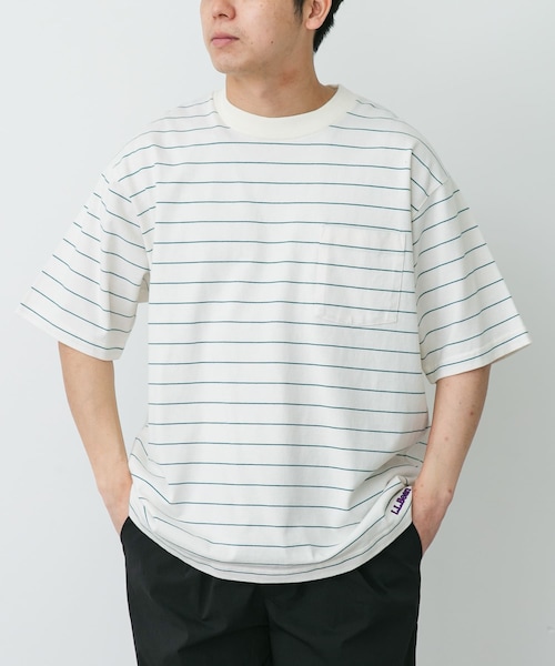 URBAN RESEARCH DOORS(アーバンリサーチドアーズ)の「L.L.Bean JAPAN EDITION UNION SHORT-SLEEVE STRIPED T-SHIRTS(Tシャツ/カットソー・メンズ・OFF/GRN/BIRCH/CRM/SAX/ROSE/CORAL/MINT/NAVY/RED/CCL/PWK・M/L/XL)」の10枚目の写真