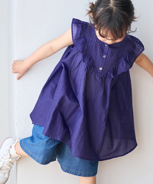 ROPE' PICNIC（ロペピクニック）の「【KIDS】リンクコーデ/INDIAフレア袖ブラウス（シャツ/ブラウス・キッズ・ブルー・120）」の3枚目の写真