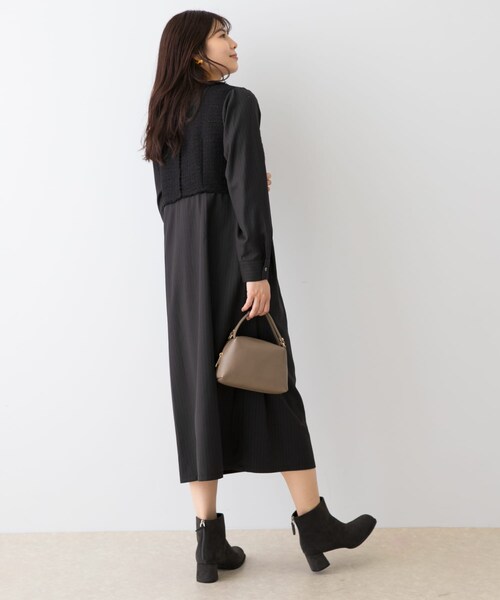 URBAN RESEARCH ROSSO（アーバンリサーチロッソ）の「F by ROSSO　ツイードドッキングワンピース（ワンピース・レディース・BLACK/BLACK STP/BLACK　STP・36/38）」の22枚目の写真