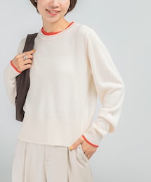 カシミヤ混バイカラーコンパクトニット