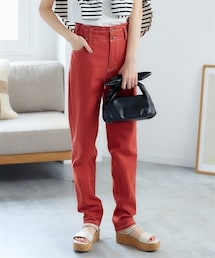 nissen | 大きいサイズ プチハイウェストギャザーデザインストレッチテーパードパンツ（ゆったりヒップ）(パンツ)