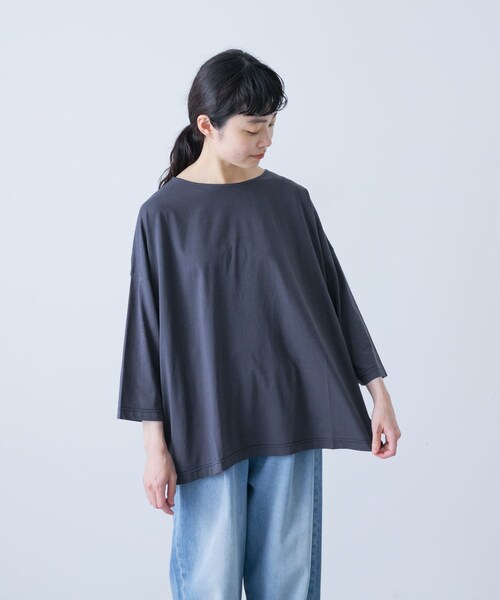 かぐれ（カグレ）の「ボートネック7分袖ワイドカットソー（Tシャツ/カットソー・レディース・OFF/PINK/SMOKE NAVY・FREE）」の4枚目の写真