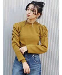 EVRIS | ショルダーギャザーボトルネックニットトップス(ニット/セーター)