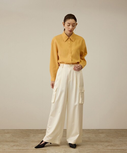 ROPE'（ロペ）の「ファンクションオーバーシャツ（シャツ/ブラウス・レディース・ホワイト/オレンジ・F）」の10枚目の写真