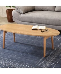 nissen | 木目が美しい天然木突板の折りたたみテーブル（オーバル）(家具)