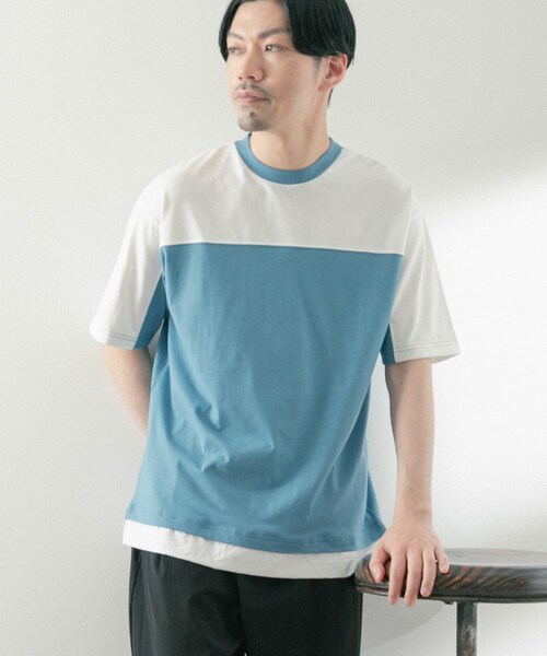 ITEMS URBANRESEARCH（アイテムズ アーバンリサーチ）の「フハクキリカエ TCクルーネックTシャツ（Tシャツ/カットソー・メンズ・BLU/BLK/GRN・M/L）」の4枚目の写真