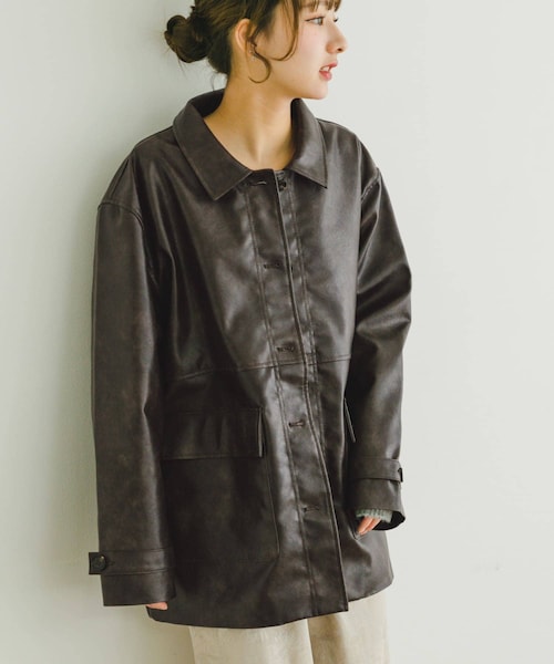 ITEMS URBANRESEARCH（アイテムズ アーバンリサーチ）の「カバーオールジャケット（カバーオール・レディース・BRN/BLK・FREE）」の12枚目の写真