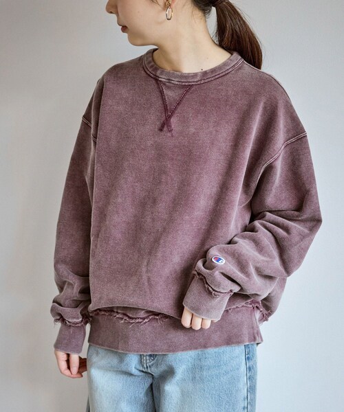 ROPE' PICNIC（ロペピクニック）の「【Champion/チャンピオン】ピグメント裏毛クルーネックスウェット（スウェット・レディース・ブラック/サックス/ワイン/オレンジ・F）」の14枚目の写真