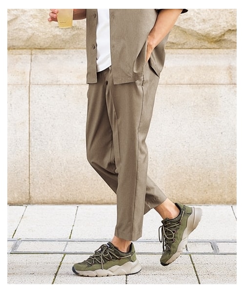 nissen（ニッセン）の「ワイドテーパードアンクルパンツ　薄手素材（セットアップ可能）（パンツ・メンズ・ブラウン/黒・M/L/LL/3L/4L/5L/6L/8L/10L）」の2枚目の写真