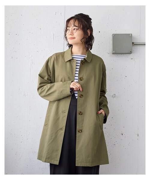 nissen（ニッセン）の「大きいサイズ 綿混ふわっと柔らかゆるシルエットステンカラーコート（ステンカラーコート・レディース・キャメルベージュ/グレイッシュブルー/エクリュ/ネイビー/黒/カーキ/ピンクベージュ/ラベンダー・L/LL/3L/4L/5L/6L/8L/10L）」の20枚目の写真