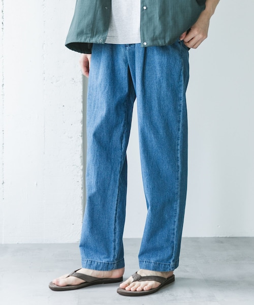 URBAN RESEARCH DOORS（アーバンリサーチドアーズ）の「リネンブレンドデニム イージートラウザー（デニムパンツ・メンズ・INDIGO/INDIGOUSED/BLACK/BLACK USED・M/L）」の4枚目の写真