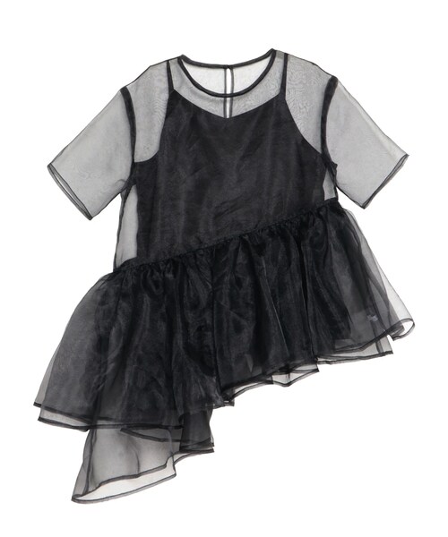 ELENDEEK(エレンディーク)の「【yuumi×ELENDEEK】CAMI SET ASYMMETRY BL(シャツ/ブラウス・レディース・アイボリー/ブラック/ブルー・F)」の4枚目の写真